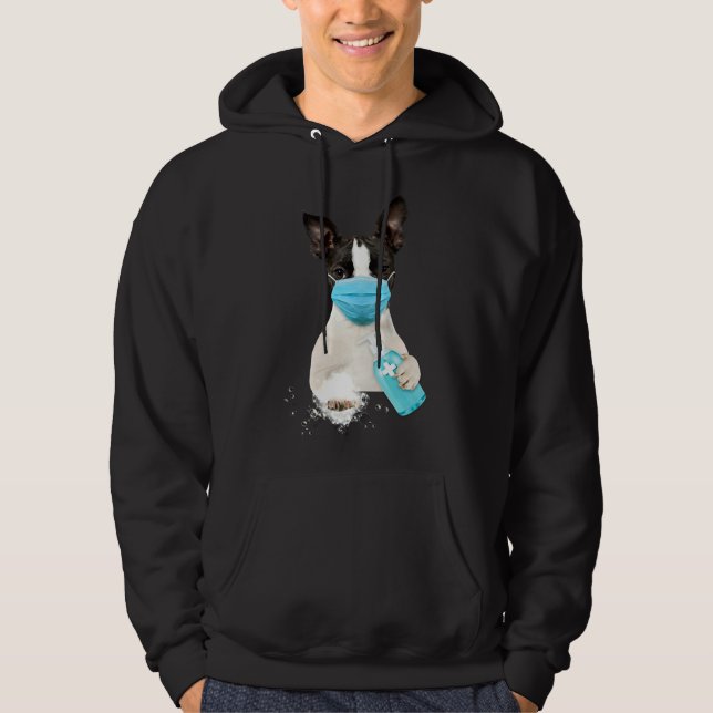 Boston Terrier Face Mask 105 Hoodie (Front)