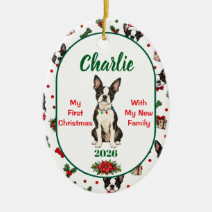 Boston Terrier First Christmas Custom Ornament