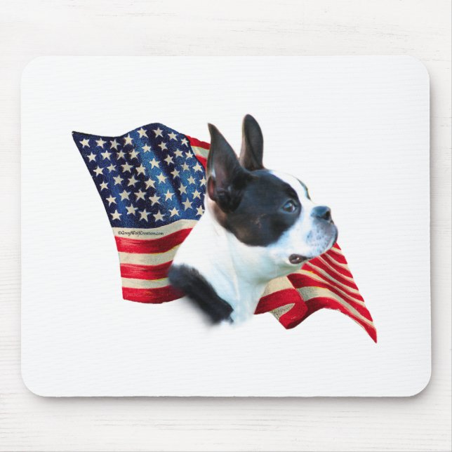 Boston Terrier Flag Mouse Pad (Front)
