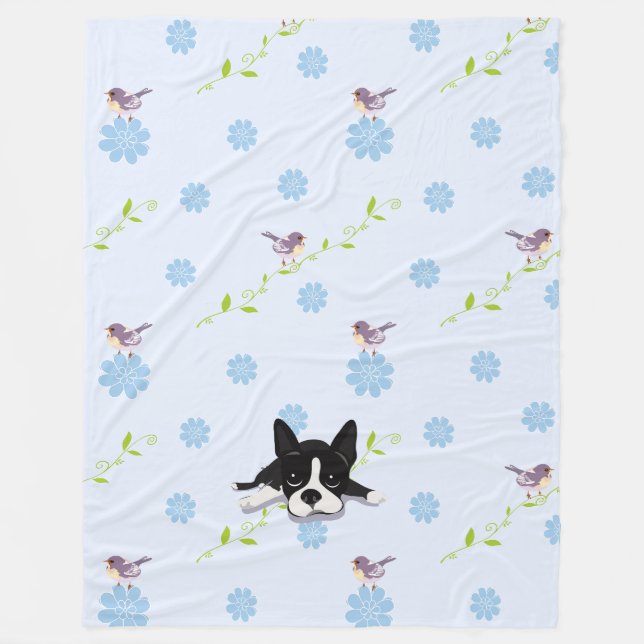 Boston Terrier Fleece Blanket (Front)