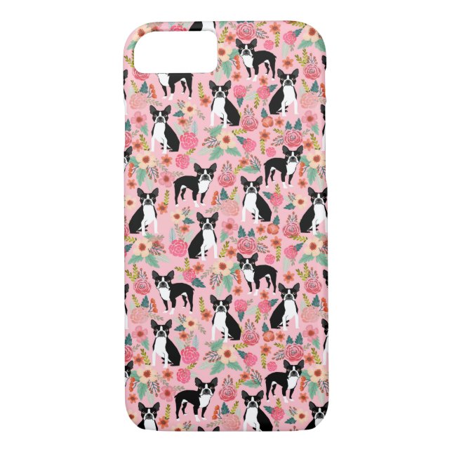 Boston Terrier Floral phone case  - iphone case (Back)