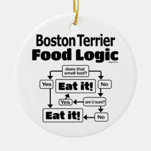 Boston Terrier Food Logic Ceramic Ornament