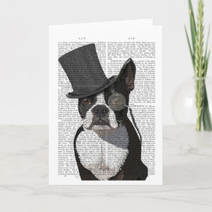 Boston Terrier, Formal Hound and Hat Card