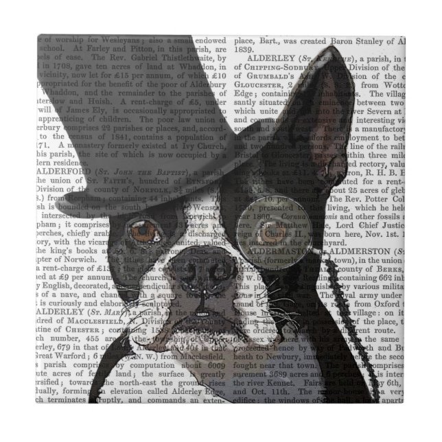 Boston Terrier, Formal Hound and Hat Ceramic Tile (Front)