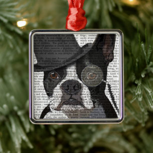 Boston Terrier, Formal Hound and Hat Metal Ornament