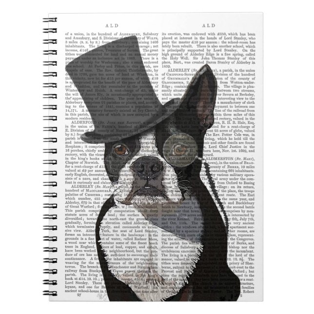 Boston Terrier, Formal Hound and Hat Notebook (Front)