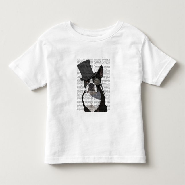 Boston Terrier, Formal Hound and Hat Toddler T-Shirt (Front)