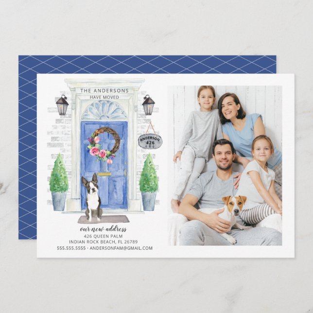 Boston Terrier Front Door Moving Announcement (Front/Back)