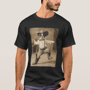 Boston Terrier Funny Dog Silly Cowboy T-Shirt