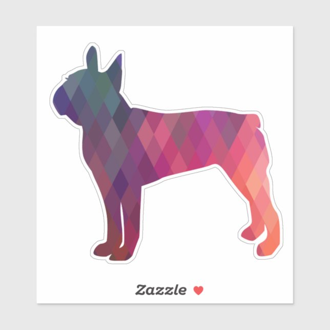 Boston Terrier Geometric Purple Silhouette (Sheet)