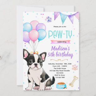 Boston Terrier girl theme invitation