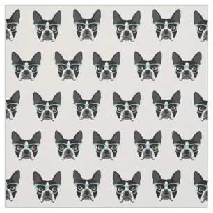 Boston Terrier glasses - cute dog fabric