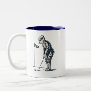 Boston Terrier Golf Vintage Dog Golfing Boston Mom Two-Tone Coffee Mug
