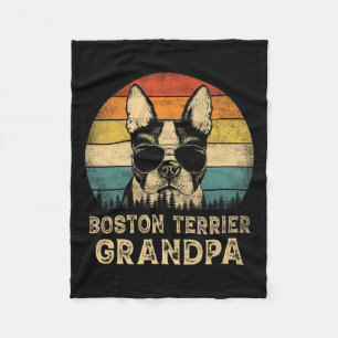 Boston Terrier Grandpa Dog Lovers Father's Day Fleece Blanket
