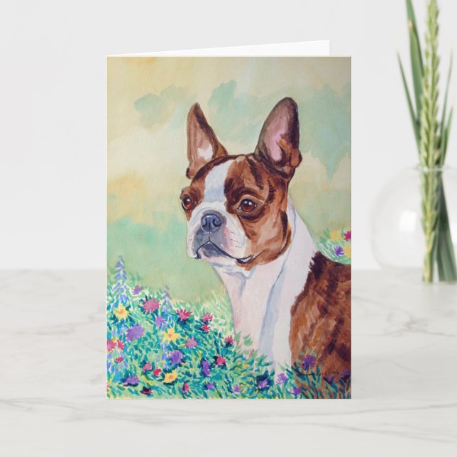 Boston Terrier Greeting Cards (Front)