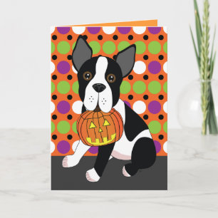 Boston Terrier Halloween Card