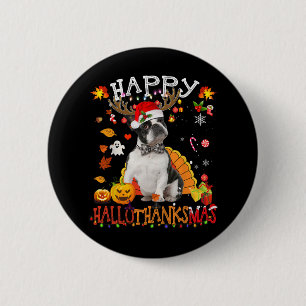 Boston Terrier Halloween Christmas Dog Happy Hallo 6 Cm Round Badge
