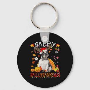 Boston Terrier Halloween Christmas Dog Happy Hallo Key Ring