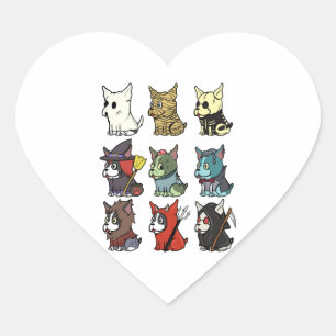 Boston Terrier Halloween Costume Heart Sticker