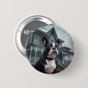 Boston Terrier Halloween Scary 6 Cm Round Badge