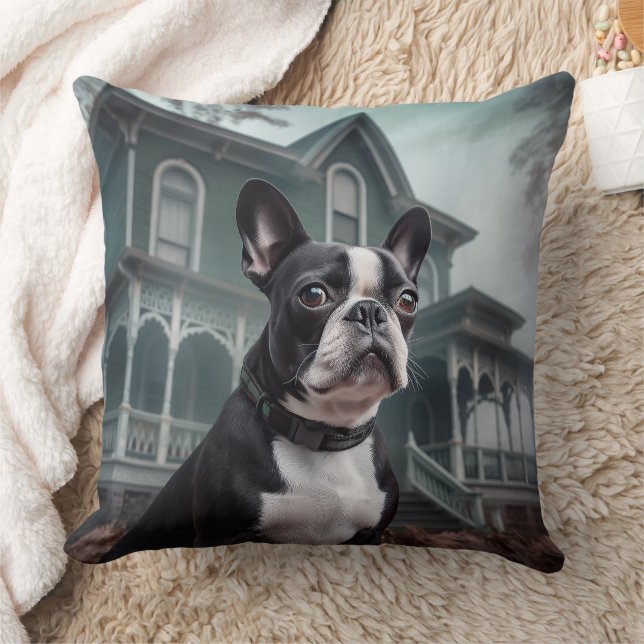 Boston Terrier Halloween Scary Cushion (Blanket)