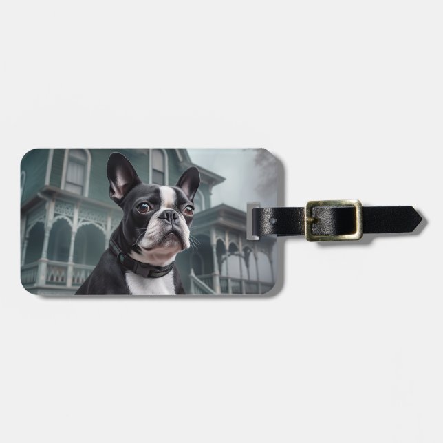 Boston Terrier Halloween Scary Luggage Tag (Front Horizontal)