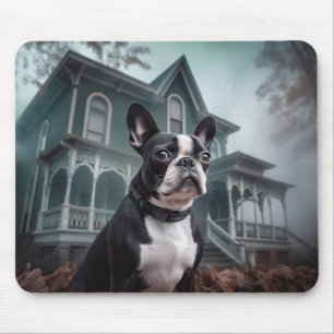 Boston Terrier Halloween Scary Mouse Pad
