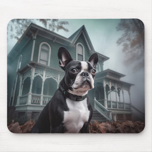 Boston Terrier Halloween Scary Mouse Pad (Front)