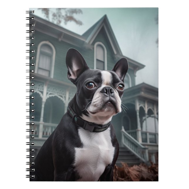 Boston Terrier Halloween Scary Notebook (Front)