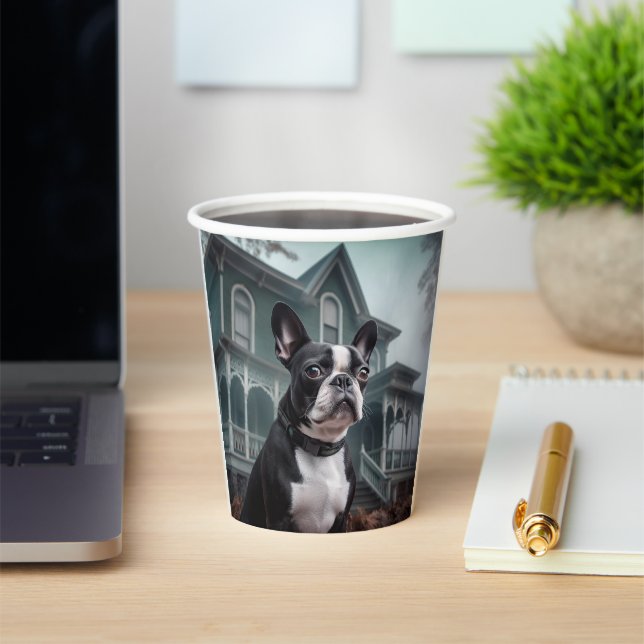 Boston Terrier Halloween Scary Paper Cups (Insitu)
