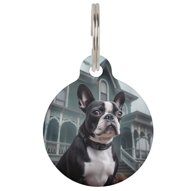 Boston Terrier Halloween Scary Pet Tag (Front)