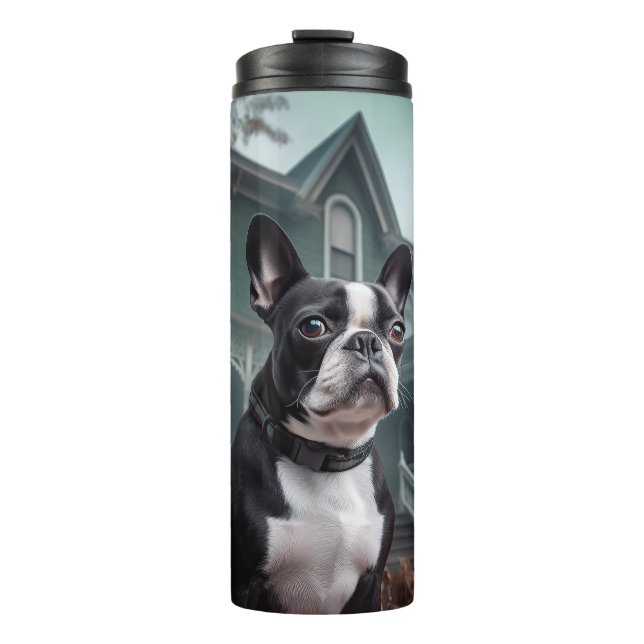 Boston Terrier Halloween Scary Thermal Tumbler (Front)