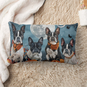 boston terrier Halloween Spooky Lumbar Cushion