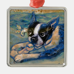 Boston Terrier happiness tribute Metal Tree Decoration