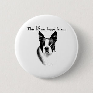 Boston Terrier Happy Face - Button