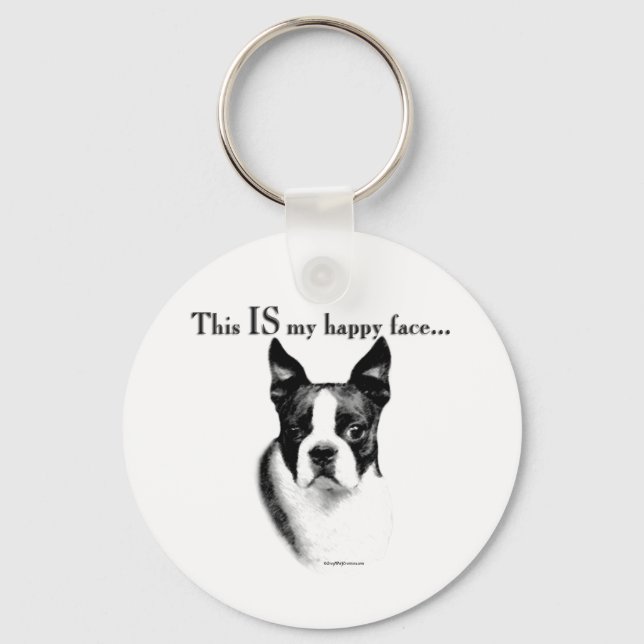 Boston Terrier Happy Face Keychain (Front)