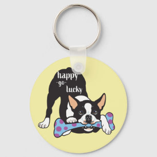 Boston Terrier. Happy go lucky Key Ring