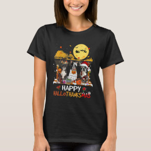 Boston Terrier Happy Hallothanksmas Halloween Than T-Shirt