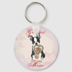Boston Terrier Heart Mum Key Ring