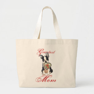 Boston Terrier Heart Mum Large Tote Bag