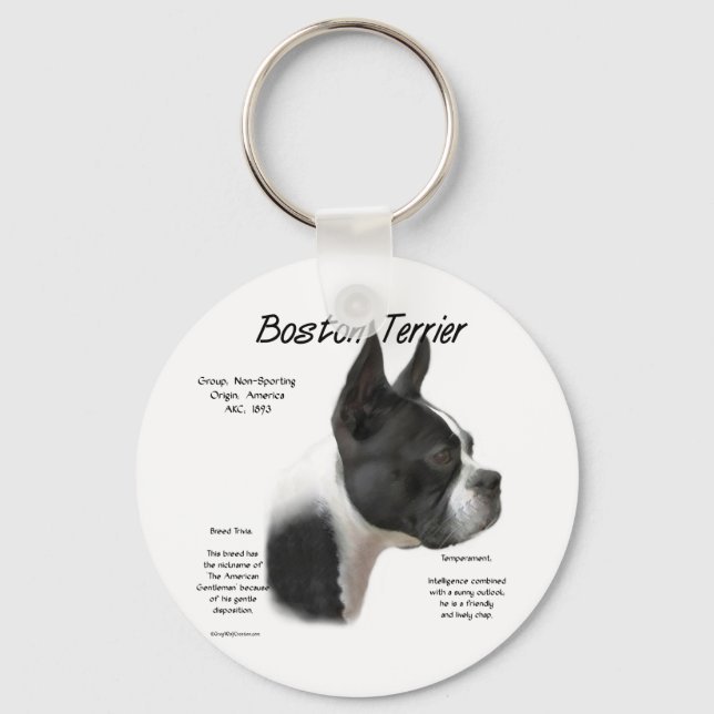 Boston Terrier History Design Key Ring (Front)