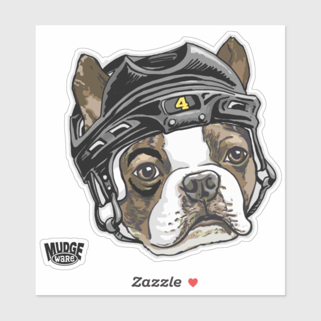 Boston Terrier Hockey Helmet 4 (Sheet)