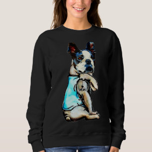 Boston Terrier I Love Mum Tattoo Dog  Mother's Day Sweatshirt