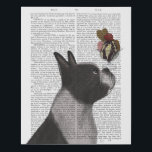 Boston Terrier Ice Cream Faux Canvas Print<br><div class="desc">Boston Terrier Ice Cream by FabFunky. Features a Boston Terrier balacing ice cream on its nose against a book page background. | 191979D</div>