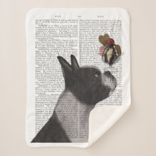 Boston Terrier Ice Cream Sherpa Blanket