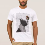 Boston Terrier Ice Cream T-Shirt<br><div class="desc">Boston Terrier Ice Cream by FabFunky. Features a Boston Terrier balacing ice cream on its nose against a book page background. | 191979D</div>