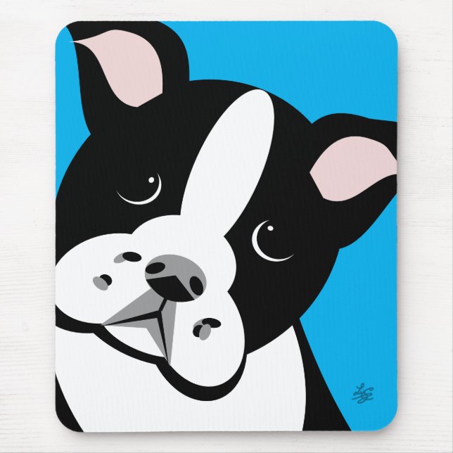 Boston Terrier Illustration Mouse Pad (Front)