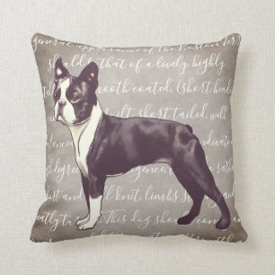 Boston Terrier Illustration Pillow