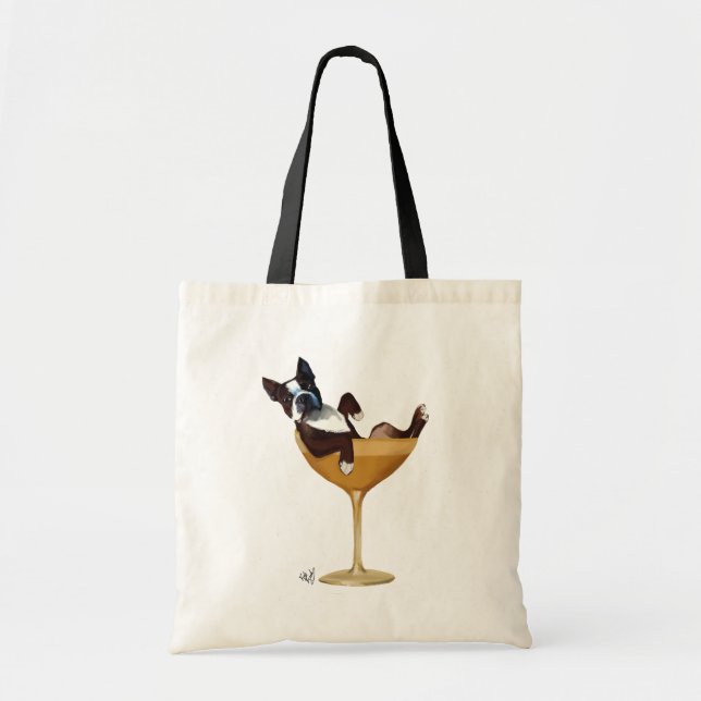 Boston Terrier in Cocktail Glass 2 Tote Bag (Front)