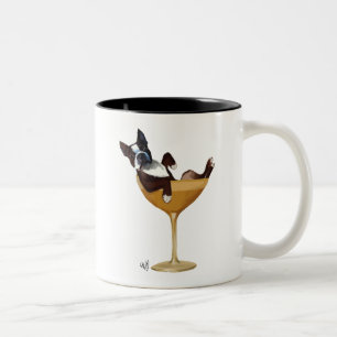 Boston Terrier in Cocktail Glass 2 Two-Tone Coffee Mug